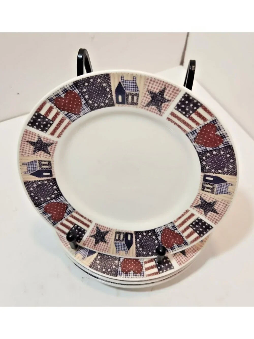 Vtg D.C. Brown American Quilt Bread Dessert Plate Lot of 5 by Oneida 6.25